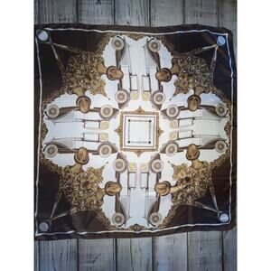 Vintage Mercedes Benz 100% Silk scarf large 31” square brown & beige excellent!